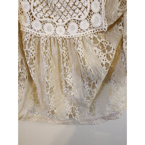 STARING AT STARS Cream Lace Crop Fairy Cottage Cape Top SZ MED - Picture 5 of 7